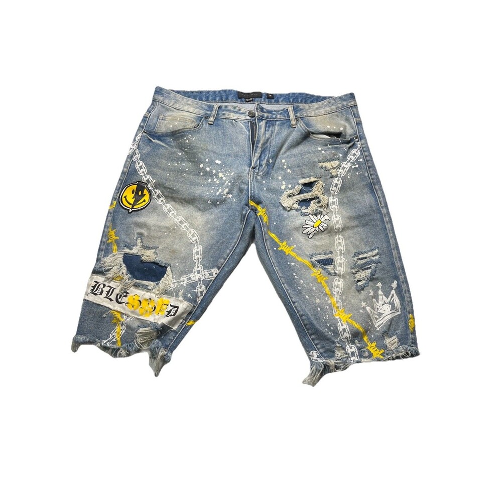 Men's Decibel Custom Distressed Jean Shorts - Size 36 - Picture 3 of 5